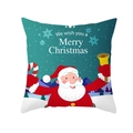 Teal Christmas pillowcase featuring Santa Claus and Merry Christmas festive greetings - Cyan Santa Claus Snowy Forest Style (TPR415-11)