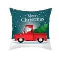 Christmas peach skin pillow case with vintage red truck and Santa Claus print - Cyan Red Truck and Santa Style (TPR415-12)