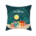 Green Christmas peach skin pillowcase with forest moon and Merry Christmas print - Dark Green Gift Boxes and Full Moon Night Style (TPR415-16)