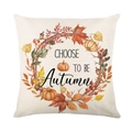 Quadratischer Herbst-Kissenbezug mit Kürbiskranz und Choose to be Autumn Schriftzug - 45x45 cm / Herbstlicher Kürbis Blumenkranz (JYM319-4)