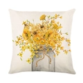 Federa per cuscino autunnale con fiori gialli in vaso di vetro su tessuto poliestere - Stile Vaso di Fiori Gialli (JYM330-1)