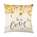 Fodera per cuscino autunnale con fiori e scritta Fall In Love per divano - Stile Floreale FALL IN Love (JYM330-2)