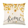 Federa quadrata con fiori gialli e scritta Home IS US su sfondo color crema neutro - Stile Floreale Home IS US (JYM330-3)