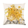 Fodera per cuscino quadrata con stampa di bicicletta ad acquerello e fiori gialli - Stile Cesto di Fiori per Bicicletta (JYM330-4)