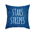 Navy blue square pillowcase featuring white Stars Stripes text for home decor - Dark Blue Artsy Text (TPR475-3)