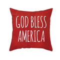 Red square pillowcase with white God Bless America print for Independence Day decor - Bright Red Blessing (TPR475-4)