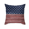 Housse de coussin drapeau américain avec texture bois vintage et motif Stars and Stripes - Drapeau Grain de Bois Vintage (TPR475-6)