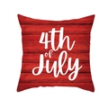 Housse de coussin rouge grain de bois pour l'Indépendance avec texte blanc 4th of July - Bois Rouge Jour de l'Indépendance (TPR475-8)