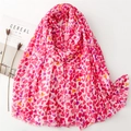 Écharpe légère en coton rose avec motifs de cœurs violets et orange pour femme - Rose