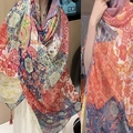 Ethnic bohemian paisley shawl with vibrant patchwork pattern and floral details - Babylon Print