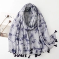 Écharpe dégradée bleu style tie-dye avec pompons en tissu respirant pour la plage - Bleu Royal (SL2407-010)