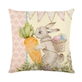 Easter bunny pillow case with watercolor rabbit and carrot on polyester cushion cover - Rabbit with Carrot and Egg Basket (JYM263-2)