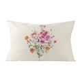 Rectangular linen cushion cover featuring vibrant watercolor floral pattern on white - Pink Purple Floral Style (JYZ001-1)