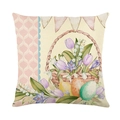 Easter pillow cover with watercolor flower basket, tulips and colorful eggs pattern - Tulip Basket with Bunting Banner (JYM263-3)