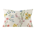 Rectangular floral pillow cover with artistic watercolor wildflower print on linen texture - Colorful Wildflower Branch Style (JYZ001-4)