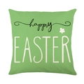 Easter pillow cover in spring green with Happy Easter lettering and floral print - Green Script Happy Easter (JYM269-2)