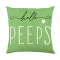 Green square Easter pillow cover with hello PEEPS print and linen-like texture - Grass Green Hello Peeps Letters (JYM269-3)