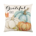 Funda de cojín de lino con calabazas y texto Grateful Hearts para Acción de Gracias - Patrón de Calabaza Grateful Hearts (JYM335-1)