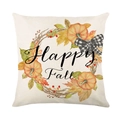 Funda de cojín de lino con calabaza y hojas de arce para decoración de otoño - Guirnalda de Calabaza Happy Fall (JYM335-2)