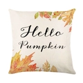Funda de cojin Hello Pumpkin con hojas de otono en acuarela sobre tela de lino - Arce de Acuarela Hello Pumpkin (JYM335-3)