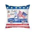 Housse de coussin Fête de l'Indépendance USA avec camion vintage bleu et drapeaux - Blue Vintage Truck (TPR475-30)