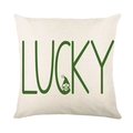 Federa per cuscino San Patrizio con scritta LUCKY verde e grafica con gnomo - Modello Gnomo LUCKY (JYM261-1)