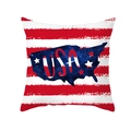 Housse de coussin carrée avec silhouette de la carte USA et motif du drapeau américain - Stripe Map Style (TPR475-33)