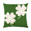 Fodera per cuscino verde San Patrizio con due quadrifogli bianchi su lino - Modello Verde Doppio Trifoglio Bianco (JYM261-3)