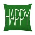 Fodera per cuscino verde San Patrizio con scritta Happy St Patrick e trama lino - Modello Verde HAPPY St Patrick (JYM262-1)
