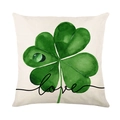 Fodera per cuscino San Patrizio con quadrifoglio verde e scritta Love - Modello Trifoglio Acquerello love (JYM262-3)
