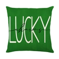 Federa per cuscino San Patrizio in lino verde con stampa testo Lucky Charms - Modello Testo LUCKY charms (JYM262-4)