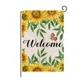 Polyester garden flag with sunflower and butterfly pattern and Welcome text on stand - Sunflower Butterfly Garland Welcome Style (HYQ040-8)