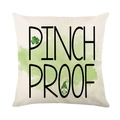 Fodera per cuscino San Patrizio Pinch Proof con trifoglio e gnomo in lino beige grezzo - Modello Trifoglio Gnomo PINCH PROOF (JYM249-3)