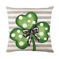 Fodera per cuscino di San Patrizio con trifoglio a pois e fiocco a quadretti neri - Modello Rigato Grigio Bianco Trifoglio Pois Fiocco (JYM415-1)