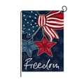 Independence Day garden flag with Freedom text, American stars, and red white bow - Freedom Bow and Stars Style (HYQ039-6)