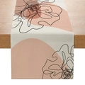 Modern Morandi style polyester table runner with abstract pink and clay floral prints - Clay Pink Art Floral (ZQ8-8)