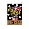 Independence Day garden flag with sunflower bouquet in USA flag vase and Liberty text - Liberty Stars and Sunflower Style (HYQ039-7)