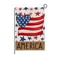 Independence Day garden flag with America heart and patriotic stars on linen texture - America Heart Stars and Stripes Style (HYQ039-8)