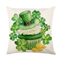 Federa per cuscino San Patrizio con cappello verde, trifoglio e motivo cupcake - Modello Beige Acquerello San Patrizio (JYM421-1)