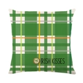 Federa per cuscino a quadri verdi per San Patrizio con scritta Irish Kisses e trifoglio - Modello Plaid Verde IRISH KISSES (JYM421-3)
