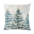 Vierkante kussensloop met aquarel kerstboomprint op getextureerde stof - Aquarel Kerstbomen Stijl (JYM348-1)