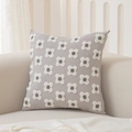 Moderner grauer Kissenbezug mit weißer Gänseblümchen-Stickerei und getufteter Textur für Sofa - Einzelner Kissenbezug (Ohne Füllung) / Grau