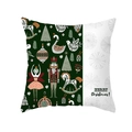 Christmas Nutcracker and Balerine pattern sofa pillowcase with Merry Christmas text - Green & White Patchwork Nutcracker (TPR486-7)