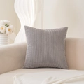 Minimalist grey corduroy square cushion cover on a modern sofa in a home setting - Light Gray