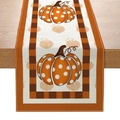 Autumn harvest pumpkin pattern table runner with orange plaid borders for dining decor - 33cmx180cm / Orange Polka Dot Pumpkin (ZQ10-1)