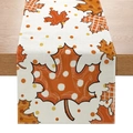 Autumn harvest table runner featuring orange pumpkin and maple leaf prints - 33cmx180cm / Artistic Maple Leaf Texture (ZQ10-2)