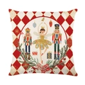 Kerst kussensloop met notenkraker en ballerina motief op rood ruitjespatroon decor - Notenkraker Ballerina Stijl (JYM360-1)