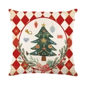 Christmas tree and red plaid pillow cover for festive living room sofa decoration - Painted Christmas Tree Plaid Style (JYM360-4)