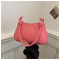 Pink minimalist faux leather underarm bag with gold accents and knotted strap design - Pink