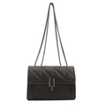 Minimalistische schwarze gesteppte Ketten-Schultertasche mit Metallverschluss - Schwarz